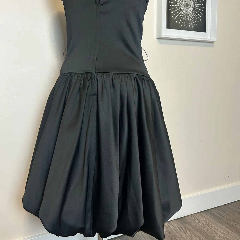 le chateau Black Strapless Satin Grad Dress - Picture 2 of 6